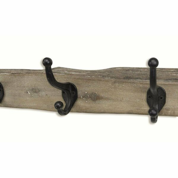 H2H Rustic Wood Plank with 3 Wall Hooks H22845860